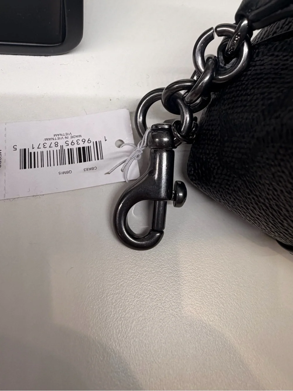 Coach Black Signature Small Key chain/bag charm new